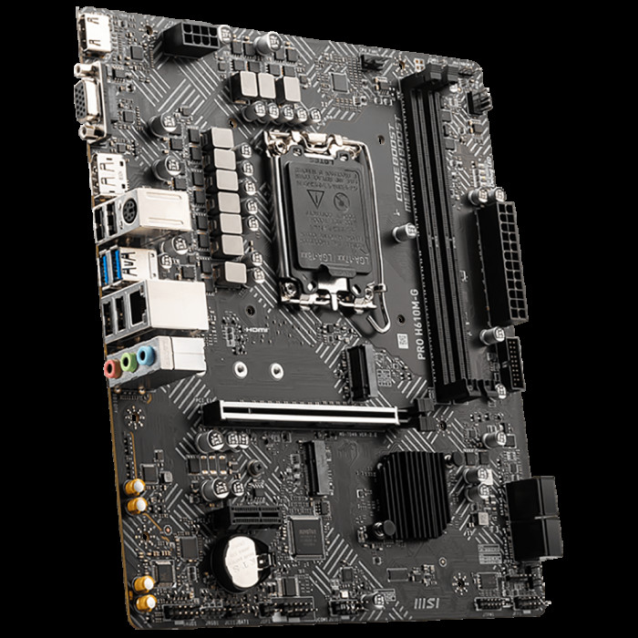 Материнская плата MSI PRO H610M-G H610, LGA1700, 2*DDR5, 1*PCIEx16, 1*PCIEx1, 1*M.2, 4*USB3.2Gen1, 6*USB2.0, 4*SATA3.0, 1G, VGA, DP, HDMI, M-ATX,  BULK
