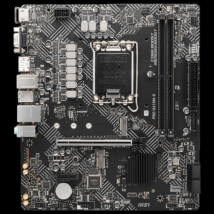 Материнская плата MSI PRO H610M-G H610, LGA1700, 2*DDR5, 1*PCIEx16, 1*PCIEx1, 1*M.2, 4*USB3.2Gen1, 6*USB2.0, 4*SATA3.0, 1G, VGA, DP, HDMI, M-ATX,  BULK