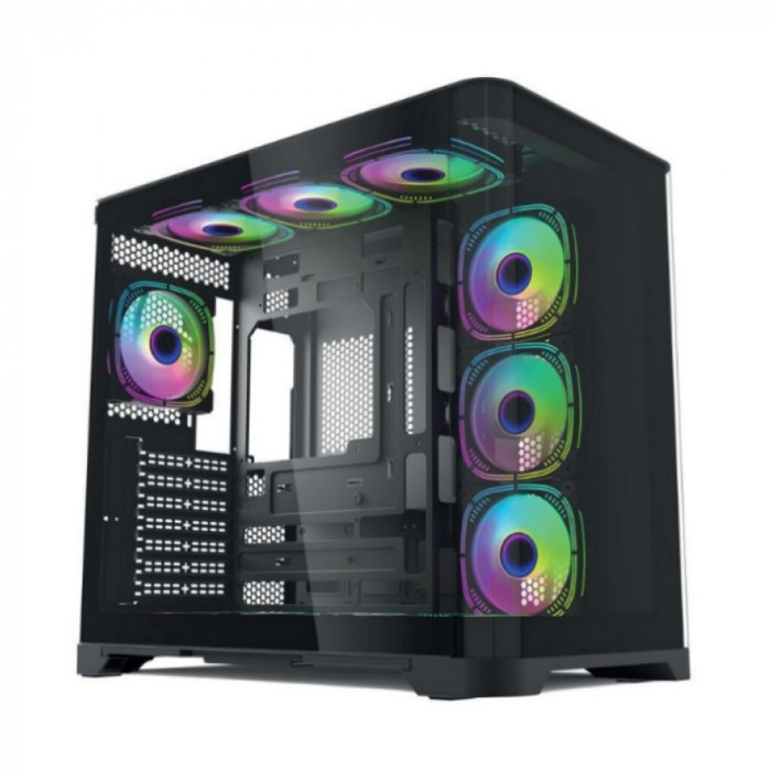 Корпус для ПК Forza Forza FZ-G42B Seaview TG ATX Case, black, w/o psu, Curved Tempered glass front panel, 1x3,5', 3x2,5