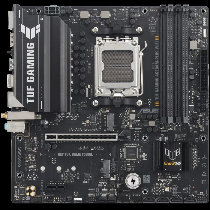 Материнская плата ASUS TUF GAMING A620AM-PLUS WIFI AM5 mATX 4xDDR4 PCIEx16 2xPCIEx1 2xM.2 2xDP HDMI 2.5GLAN WIFI 6