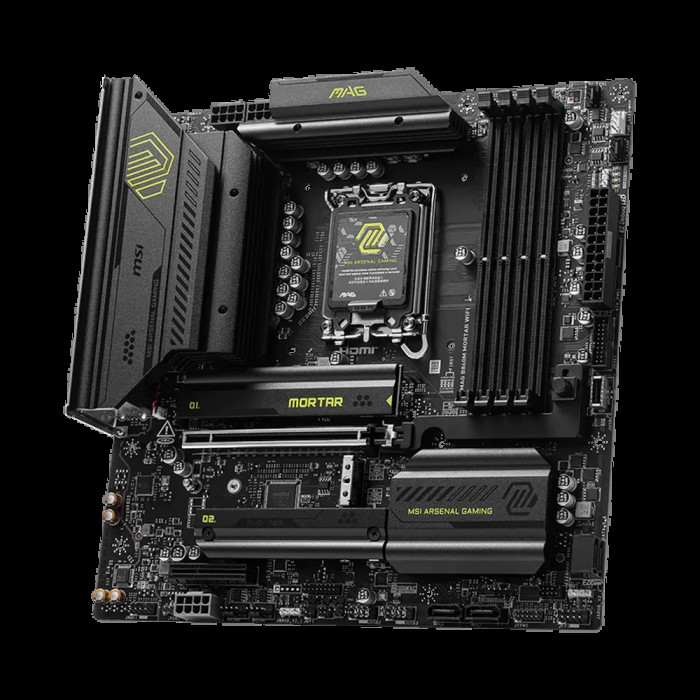 Материнская плата MSI MAG B860M MORTAR WIFI B860, LGA1851, 4*DDR5, 1*PCIEx16, 1*PCIEx4, 3*M.2, 2*TypeC, 3*USB3.2Gen2, 2*USB3.2 Gen1, 8*USB2.0, 4*SATA3.0, 5G, Type-C(DP), DP, HDMI, M-ATX, RTL