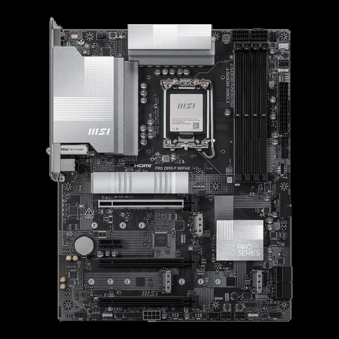 Материнская плата MSI PRO Z890-P WIFI6E Z890, LGA1851, 4*DDR5, 3*PCIEx16, 1*PCIEx1, 4*M.2, 2*TypeC, 1*USB3.2 Gen2, 6*USB3.2 Gen1, 8*USB2.0, 4*SATA3, 5G, DP, HDMI, ATX, RTL