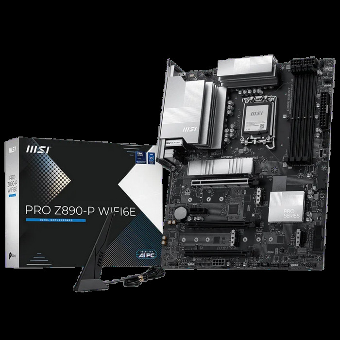 Материнская плата MSI PRO Z890-P WIFI6E Z890, LGA1851, 4*DDR5, 3*PCIEx16, 1*PCIEx1, 4*M.2, 2*TypeC, 1*USB3.2 Gen2, 6*USB3.2 Gen1, 8*USB2.0, 4*SATA3, 5G, DP, HDMI, ATX, RTL