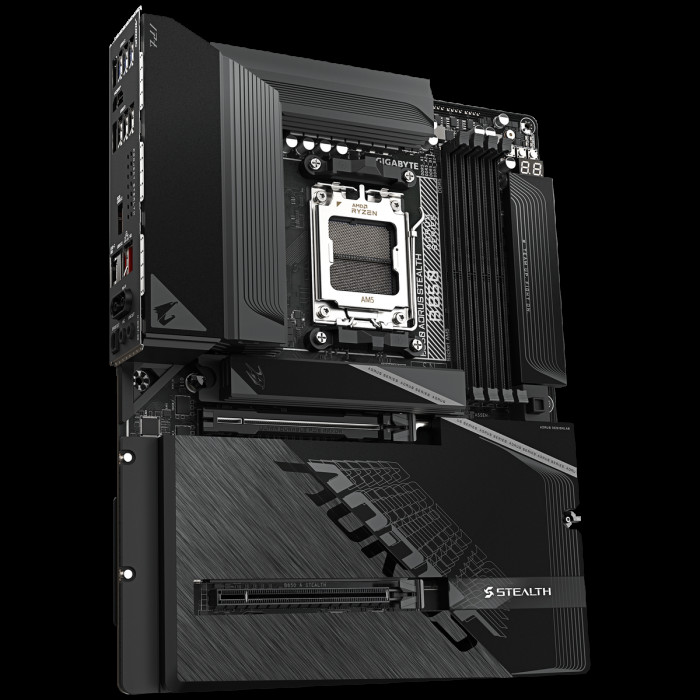 Материнская плата AORUS B850 AORUS STEALTH B850, AM5, 4*DDR5, 2*PCIEx16, 4*M.2, 2*TypeC, 2*USB3.2Gen2, 6*USB3.2Gen1, 8*USB2.0, 2*SATA3.0, 5G, HDMI, ATX, RTL