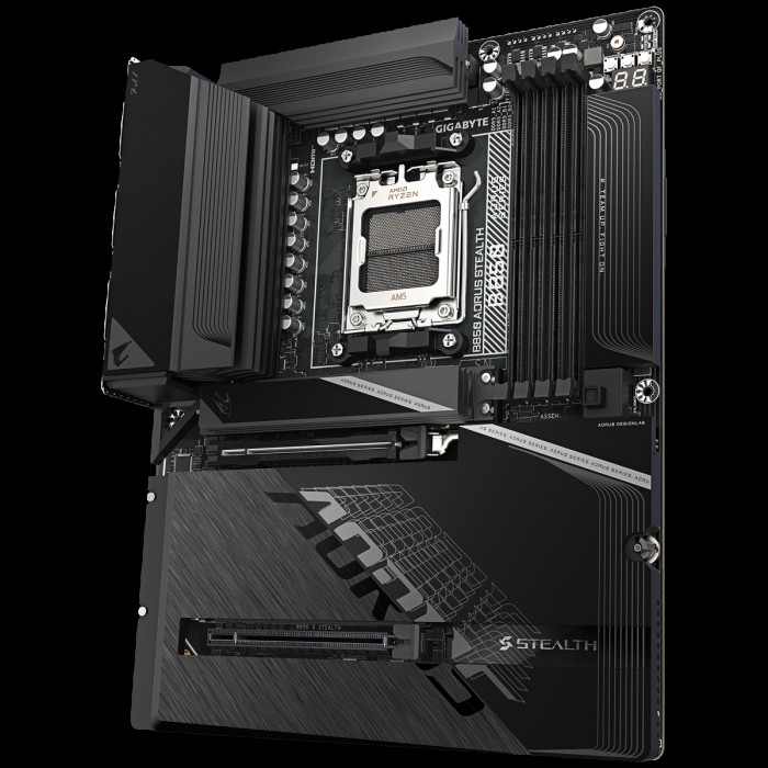 Материнская плата AORUS B850 AORUS STEALTH B850, AM5, 4*DDR5, 2*PCIEx16, 4*M.2, 2*TypeC, 2*USB3.2Gen2, 6*USB3.2Gen1, 8*USB2.0, 2*SATA3.0, 5G, HDMI, ATX, RTL
