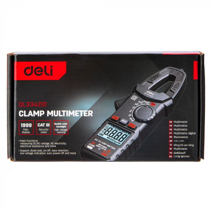 Токоизмерительные клещи цифровые Deli DL334201