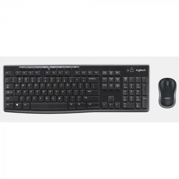 Комплект клавиатура и мышь Logitech  MK270 |920-004518| клавиатура черная, 112 клавиш с защитой от воды, |920-004518| мышь черная, оптическая, 1000dpi, 3 кнопки, 2.4GHz, USB-ресивер (039247) {6}