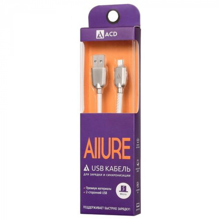 Кабели USB ACD USB кабель ACD-Allure MicroUSB ; USB-A Кожа, 1м, белый (ACD-U926-M1W)