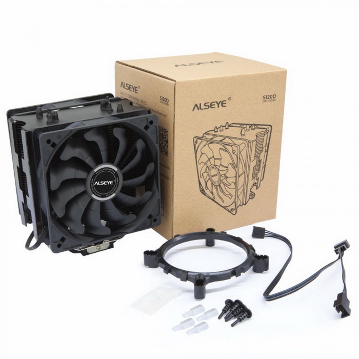 Вентилятор ALSEYE S120D-B Universal, TDP 135W, 2x120FAN, 4 heat pipe, PWM, RTL{20} (874258)