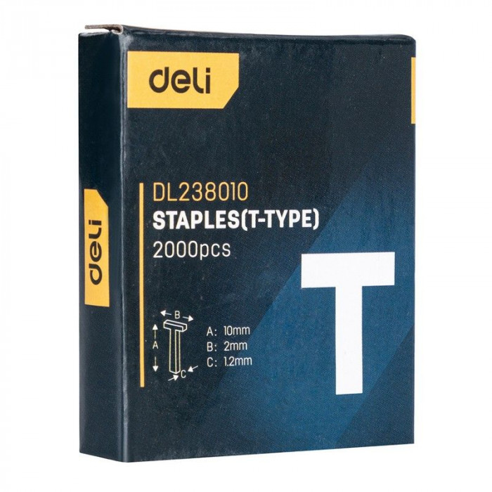 Набор скоб для степлера (Тип T) Deli DL238010 (10 х 2 х 1,2мм * 2000 шт)