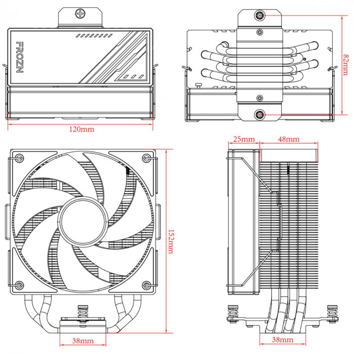 Вентилятор для процессора ID-Cooling Вентилятор Cooler ID-Cooling FROZN A410 BLACK  220W/ Intel 1700, 12*, 115*, AMD AM5, AM4/ Screws