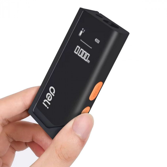 Лазерный дальномер 'Home Series Black' Deli DL331150  диапазон измерений 0,05~50м, точность измерения ±3мм, 370 мАч, OLED дисплей, Type-C, вес 48 грамм, эксклюзивный дизайн