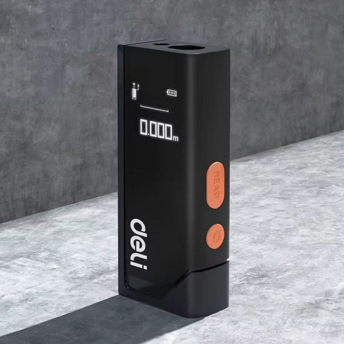 Лазерный дальномер 'Home Series Black' Deli DL331150  диапазон измерений 0,05~50м, точность измерения ±3мм, 370 мАч, OLED дисплей, Type-C, вес 48 грамм, эксклюзивный дизайн