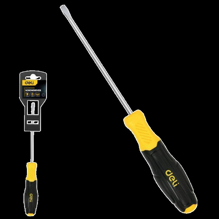 Шлицевая отвертка Deli DL6361251N 6х125мм сталь Cr-V, двухкомпонентная прорезиненная рукоять