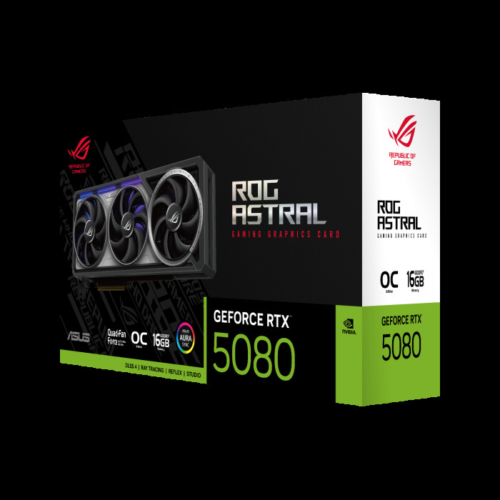 Видеокарта ASUS RTX5080 ROG ASTRAL OC 16GB GDDR7 256bit 3xDP 2xHDMI 3FAN RTL [ROG-ASTRAL-RTX5080-O16G-GAMING]
