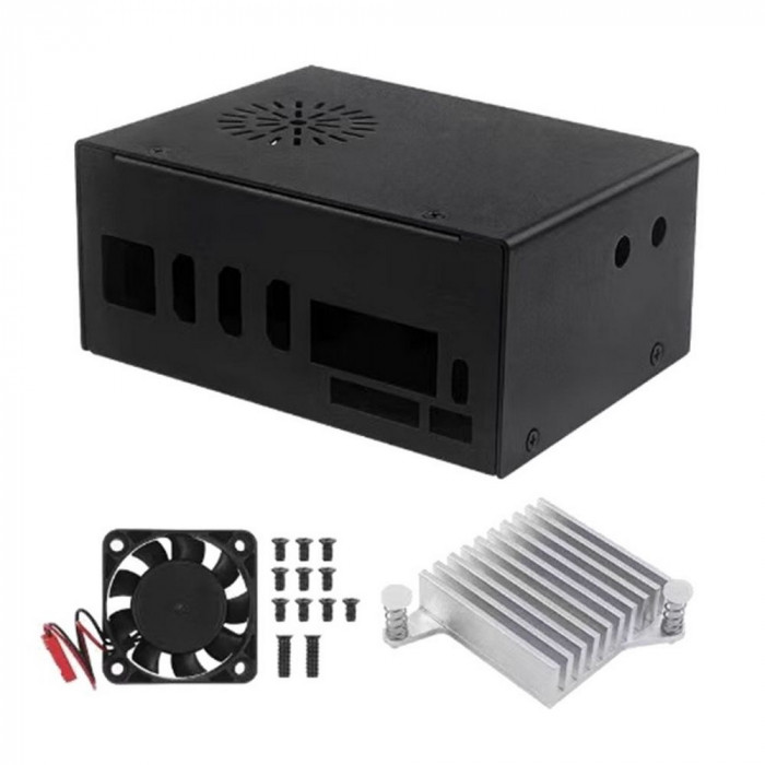 Корпус Orange pi 5 plus metal case + heatsink +fan, Type 1