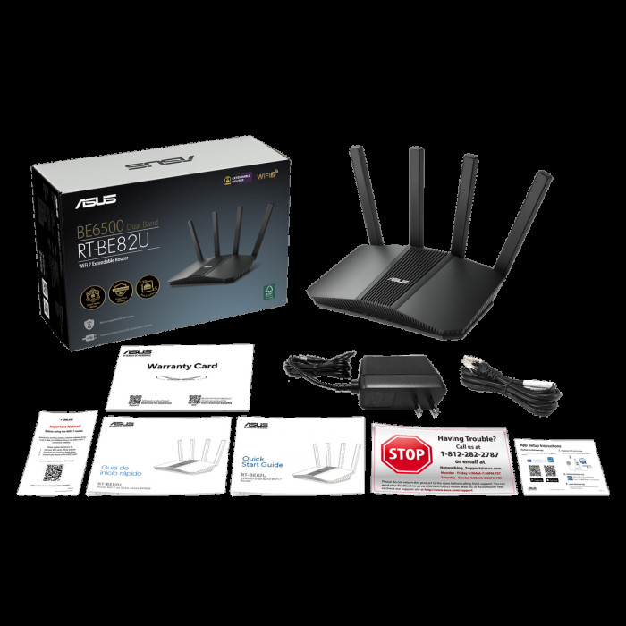 Маршрутизатор ASUS RT-BE82U WiFi 7 4x2.5G USB 5764+688Mbps 5GHz/2.4GHz