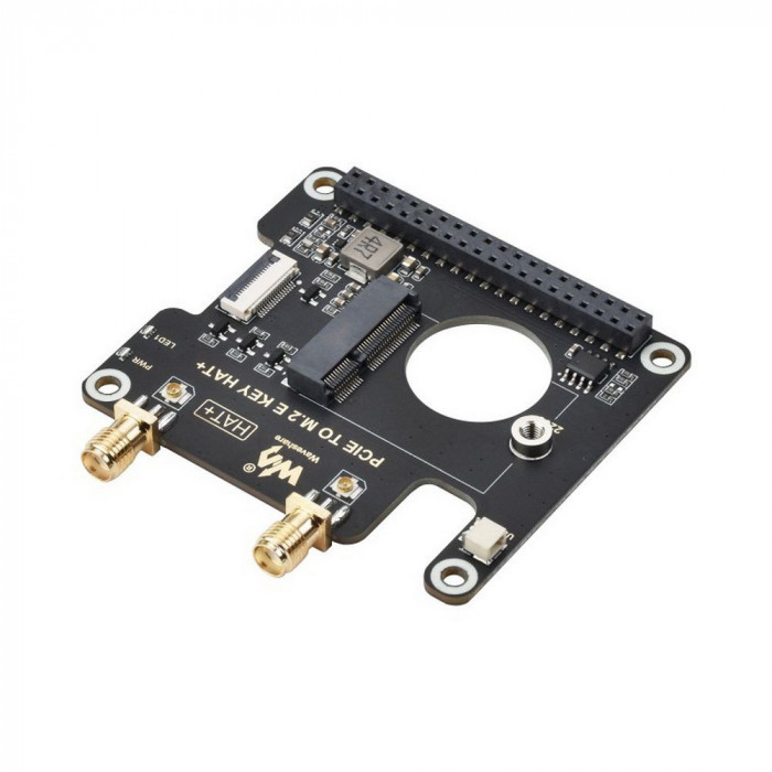 Плата интерфейсная набор ACD  Waveshare PCIe To M.2 E KEY HAT for Raspberry Pi 5 , Compatible With NGFF (M.2 E Key) Wireless NIC, Supports USB Bluetooth Connection, HAT+ Standard, Raspberry Pi 5 PCIe HAT