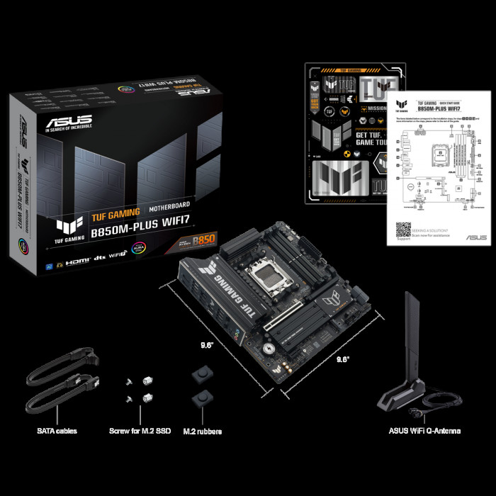 Материнская плата ASUS TUF GAMING B850M-PLUS WIFI7 AM5 mATX 4xDDR5 PCIEx16 PCIEx1 3xM.2 USB-C DP HDMI 2.5GLAN WiFi 7