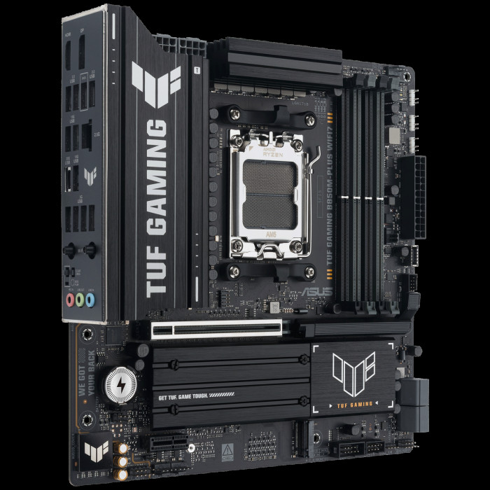 Материнская плата ASUS TUF GAMING B850M-PLUS WIFI7 AM5 mATX 4xDDR5 PCIEx16 PCIEx1 3xM.2 USB-C DP HDMI 2.5GLAN WiFi 7