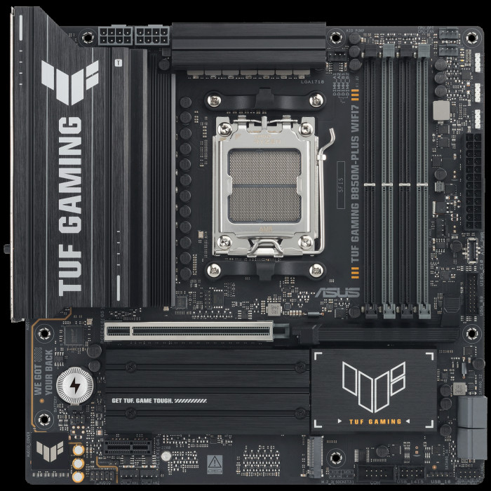 Материнская плата ASUS TUF GAMING B850M-PLUS WIFI7 AM5 mATX 4xDDR5 PCIEx16 PCIEx1 3xM.2 USB-C DP HDMI 2.5GLAN WiFi 7