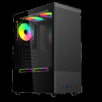 Корпус для ПК ACD Citadel 108B ATX, Type-C + 2XUSB ports + HD audio combo, Mesh, TG, Black.