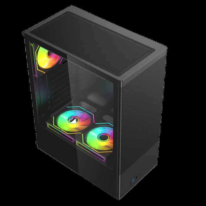 Корпус для ПК ACD Citadel 108B ATX, Type-C + 2XUSB ports + HD audio combo, Mesh, TG, Black.