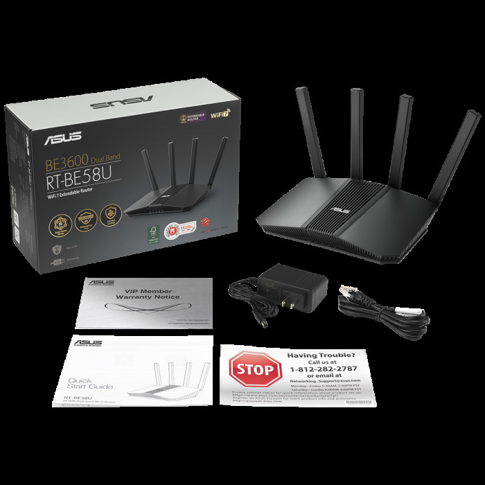 Маршрутизатор ASUS RT-BE58U V2 WiFi 7 2882+688Mbps 2.5G 4x1G USB 5GHz/2.4GHz
