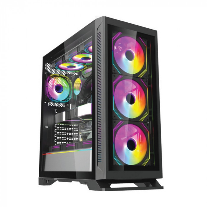 Корпус для ПК Forza FZ-G901 EATX Case, black, w/o psu,Tempered glass front panel, 2x3,5', 2x2,5',USB3.0*1+USB3.0