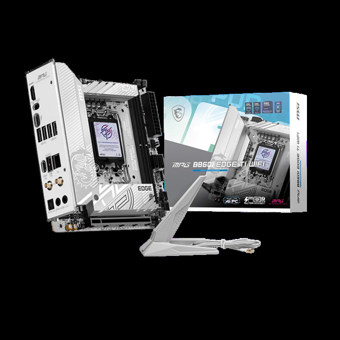 Материнская плата MSI MPG B860I EDGE TI WIFI B860, LGA1851, 2*DDR5, 1*PCIEx16, 2*M.2, 2*TypeC, 1*USB3.2Gen2, 6*USB3.2Gen1, 2*USB2.0, 2*SATA3.0, 2.5G, Type-C(DP), HDMI, ITX, RTL