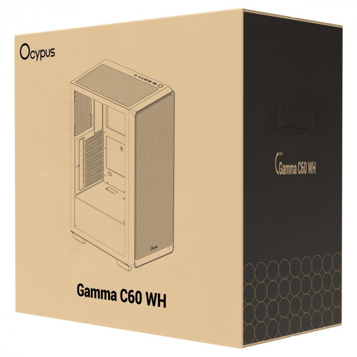 Корпус для ПК Case Ocypus Gamma C60 WH ATX / win / white / no PSU / Tempered Glass