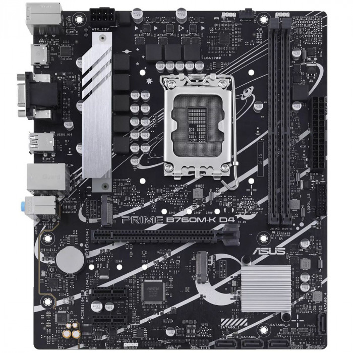 Материнская плата ASUS PRIME B760M-K D4 LGA1700 mATX 2xDDR4 PCIEx16 2xPCIEx1 2xM.2 HDMI VGA 2.5GLAN