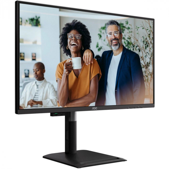 Монитор 27' AOC Q27P4CV   IPS, 2560x1440, 120Hz, 4ms, 350сd/m, 1500:1 | HDMI(2.0), DP(1.4), Type-C(PD-96W), 4xUSB 3.2, RJ45 | HAS, Pivot, Swivel, InPSU, Speakers, Vesa 100, Black