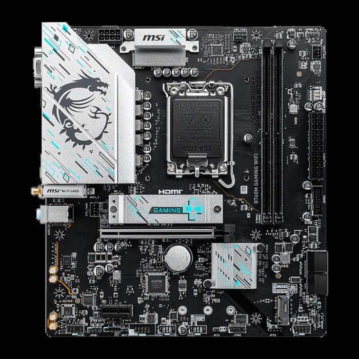 Материнская плата MSI B760M GAMING WIFI B760, LGA1700, 2*DDR5, 1*PCIEx16, 1*PCIEx1, 2*M.2, 6*USB3.2Gen1, 6*USB2.0, 4*SATA3.0, 2.5G, VGA, DP, HDMI, M-ATX, RTL