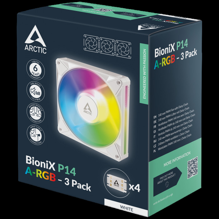 Вентилятор корпусной ARCTIC BioniX P14 A-RGB (White) - 3 Pack (ACFAN00342A)