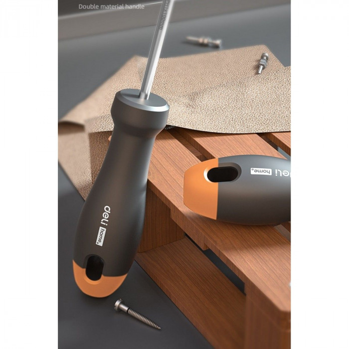 Крестовая отвертка 'Home Series Gray' Deli HT1205C PH1x100мм  Эксклюзивный дизайн, рукоятка из высококачественного софттач пластика