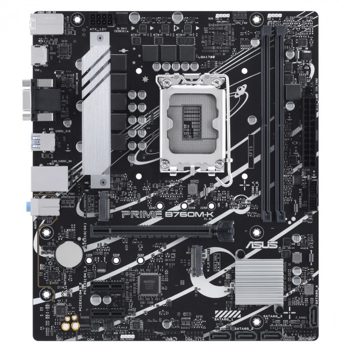 Материнская плата ASUS PRIME B760M-K LGA1700 mATX 2xDDR5 PCIEx16 2xPCIEx1 2xM.2 HDMI VGA 2.5GLAN