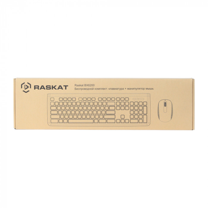 Комплект клавиатура и мышь ACD беспроводной Raskat BX6200 |ACD-BX6200-RBB| Клавиатура Raskat AX620 черная, 103 клавиши, |ACD-BX6200-RBB| защита от влаги, Мышь Raskat MX36 черная, оптическая, 1200dpi, 3 кнопки, 2.4GHz USB Nano до 10м, brown box {20}