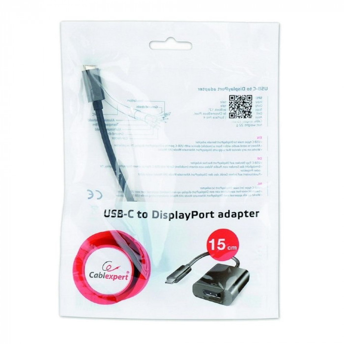 Кабель Cablexpert Переходник USB Cablexpert A-CM-DPF-01 USB Type-C/DisplayPort, 15см, пакет