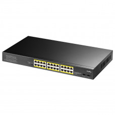 Коммутатор CUDY 24-Port Gigabit PoE+ Switch with 2 SFP ports 300W 24-10/100/1000 BASE-T Gigabit ports, 19-inch, 2-1000 BASE-X SFP Slot, 24-port IEEE 802.3at PoE+ Injector, Supports PoE power up to 30W for each PoE port,  CCTV Mode (Transmit distance up to