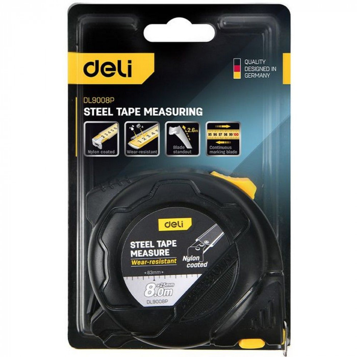 Рулетка Deli DL9008P  8м*25мм