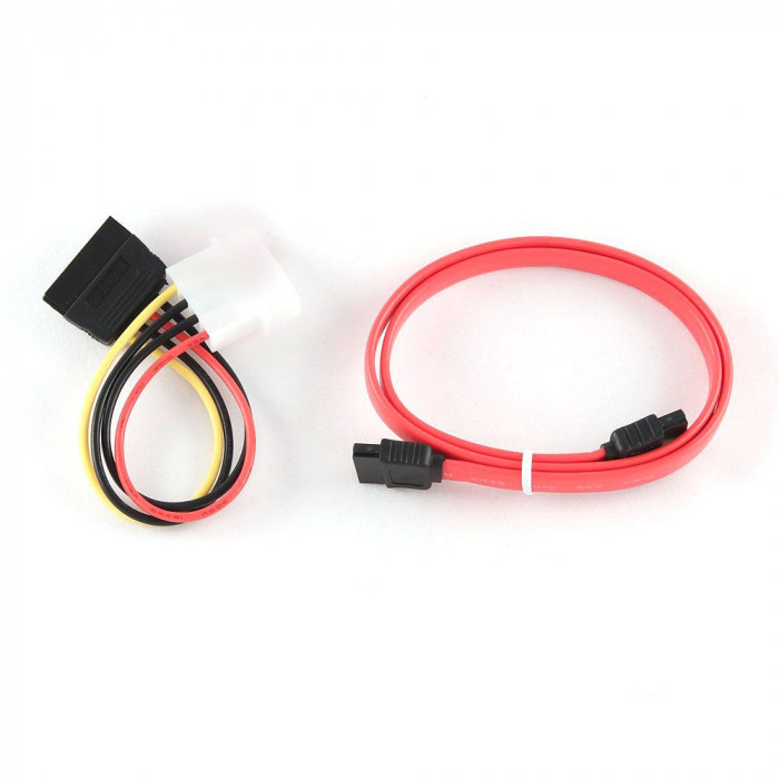 Комплект кабелей SATA Cablexpert CC-SATA-N, интерфейсный (48см) 7pin/7pin и питания (15см) 4pin/15pin, медь, пакет