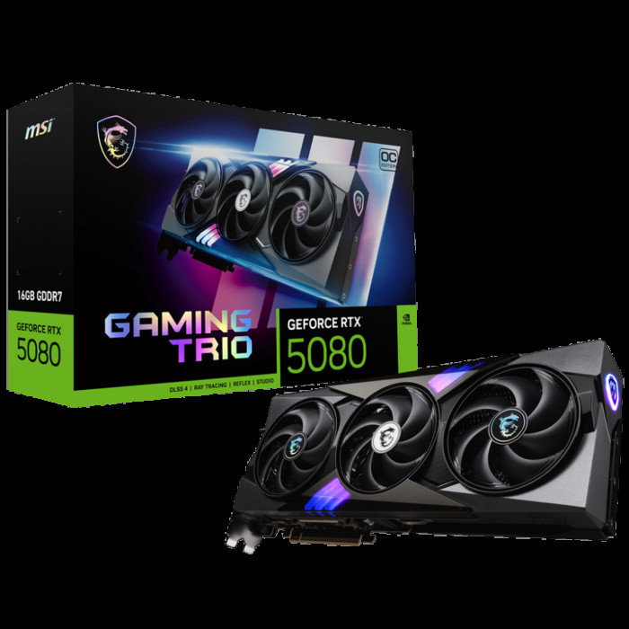 Видеокарта MSI RTX5080 GAMING TRIO OC 16GB GDDR7 256bit 3xDP HDMI 3FAN RTL