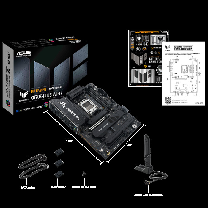 Материнская плата ASUS TUF GAMING X870E-PLUS WIFI7 AM5 ATX 4xDDR5 2xPCIEx16 PCIEx1 4xM.2 2хUSB-C HDMI 2.5GLAN Wi-Fi 7