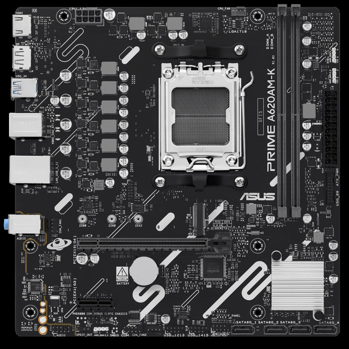Материнская плата ASUS PRIME A620AM-K AM5 mATX 2xDDR5 PCIEx16 PCIEx1 M.2 DP HDMI GLAN
