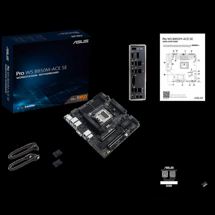 Материнская плата ASUS PRO WS B850M-ACE SE AM5 mATX 4xDDR5 2xPCIEx16 2xM.2 2хUSB-C DP HDMI VGA 10GLAN 2.5GLAN