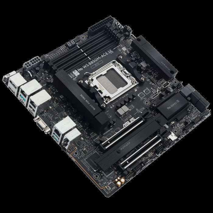 Материнская плата ASUS PRO WS B850M-ACE SE AM5 mATX 4xDDR5 2xPCIEx16 2xM.2 2хUSB-C DP HDMI VGA 10GLAN 2.5GLAN