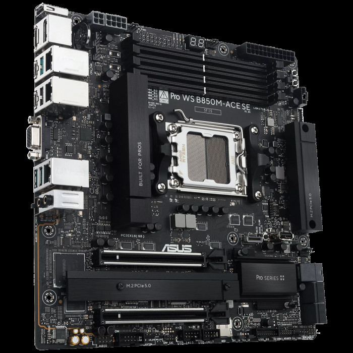 Материнская плата ASUS PRO WS B850M-ACE SE AM5 mATX 4xDDR5 2xPCIEx16 2xM.2 2хUSB-C DP HDMI VGA 10GLAN 2.5GLAN