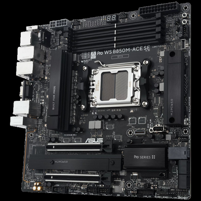 Материнская плата ASUS PRO WS B850M-ACE SE AM5 mATX 4xDDR5 2xPCIEx16 2xM.2 2хUSB-C DP HDMI VGA 10GLAN 2.5GLAN