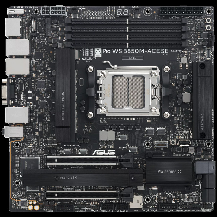 Материнская плата ASUS PRO WS B850M-ACE SE AM5 mATX 4xDDR5 2xPCIEx16 2xM.2 2хUSB-C DP HDMI VGA 10GLAN 2.5GLAN
